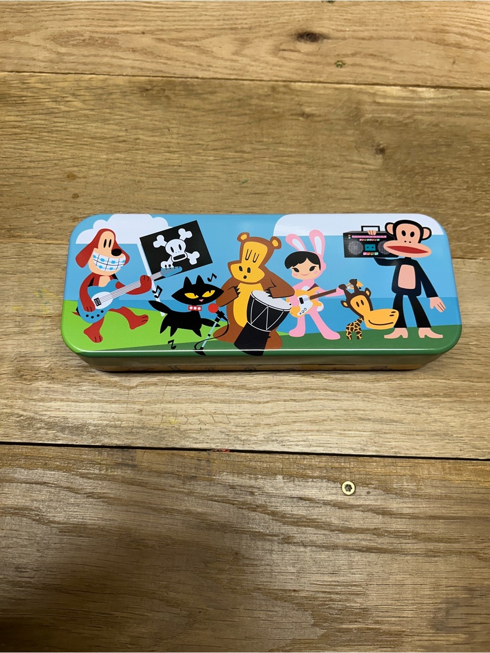 Pencil case- vintage Paul Frank band metal pencil case- y2k retro character art